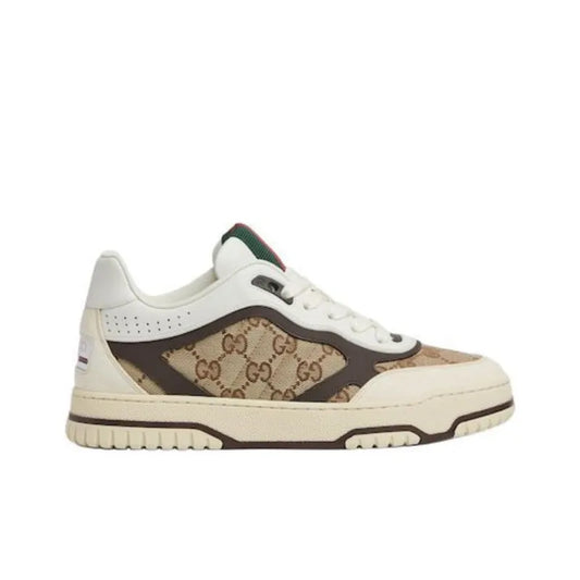 GUCCI RE WEB LOW TOP SKATEBOARD SHOES WOMEN'S BROWN