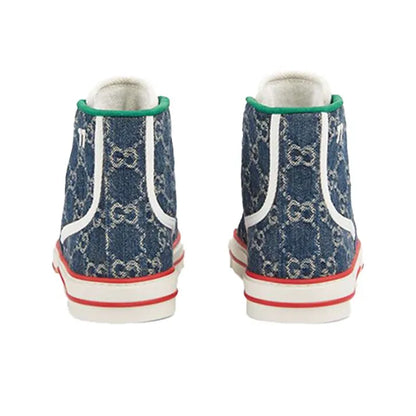 GUCCI TENNIS 1977 HIGH TOP DENIM GG PRINT WOMEN'S